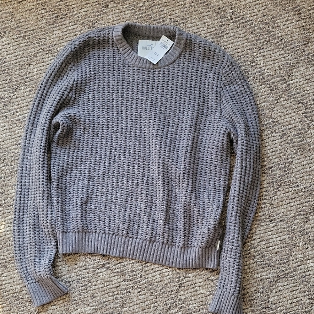 Hollister Textured Knit Gray Sweater